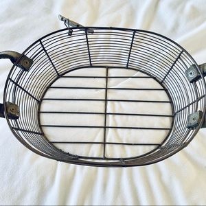 Vintage Iron Basket with rustic leather handles